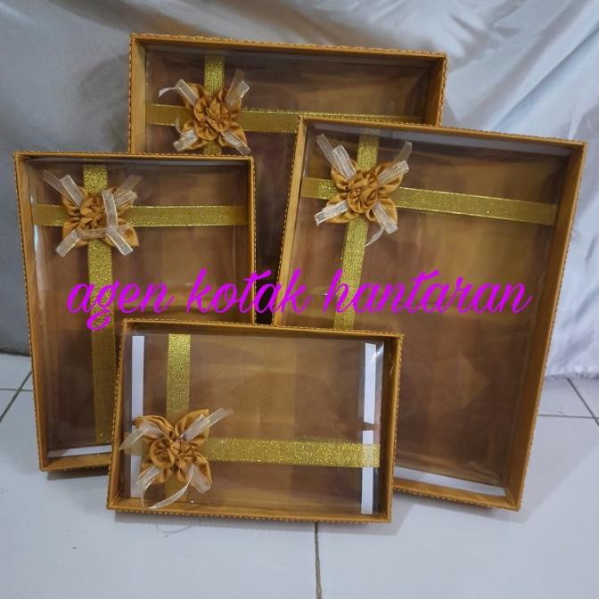 

Premium Product!!! Kotak Hantaran/ Kotak Seserahan Mika Pita Isi 4 Warna Gold - Paling Diminati
