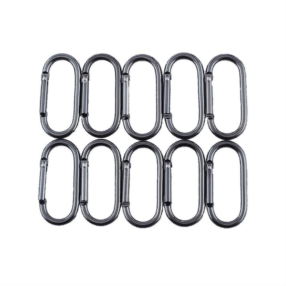 Chookyy Gantungan Kunci Klip Carabiner Pancing Metal Oval Hitam