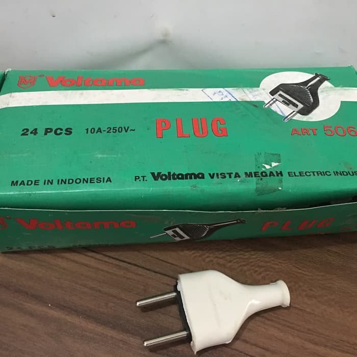 Steker Gepeng Karet Putih Bagus Voltama Aman Berkualitas ART506