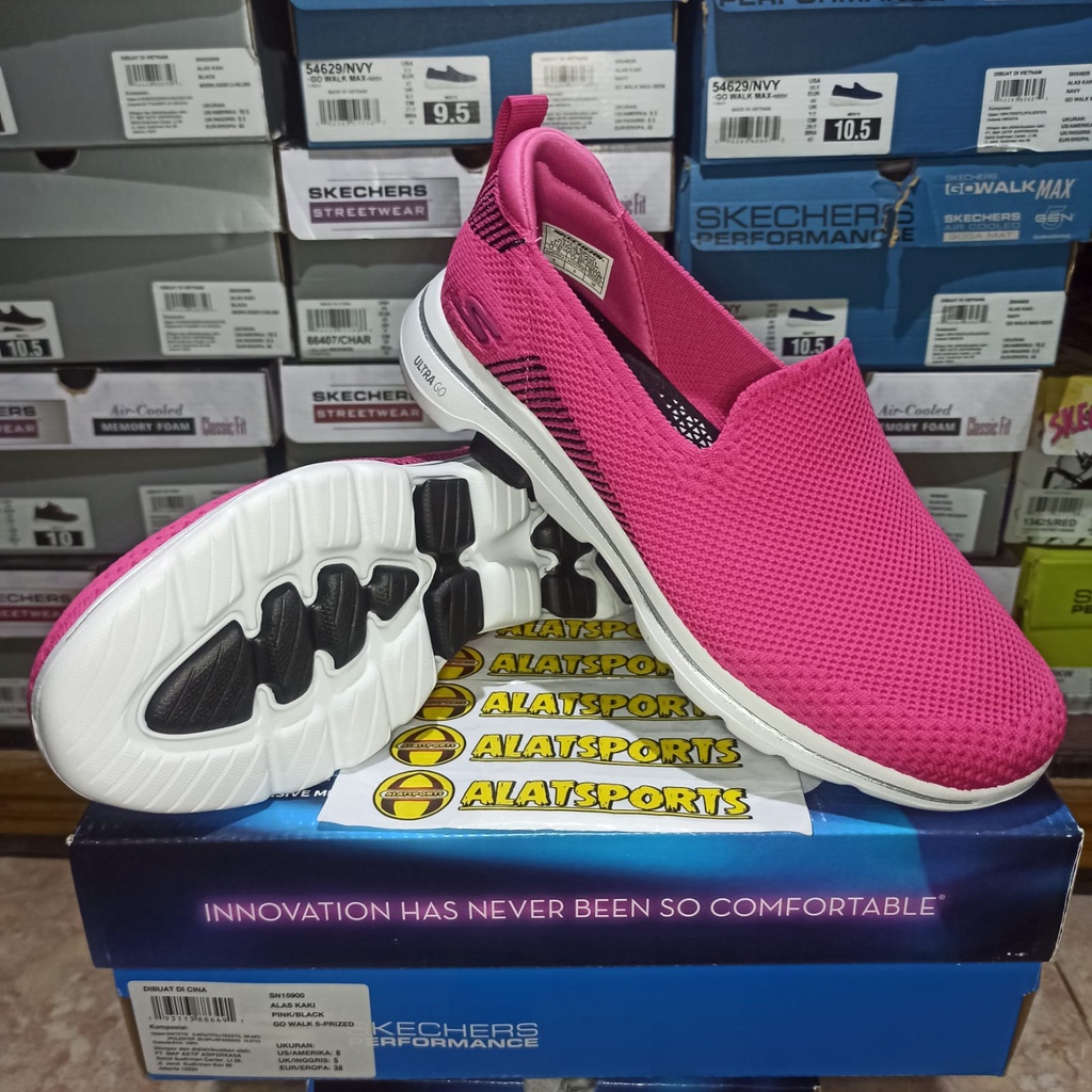 Skechers Go Walk 5 Prized 15900-PKBK Sepatu Slip On Wanita Original