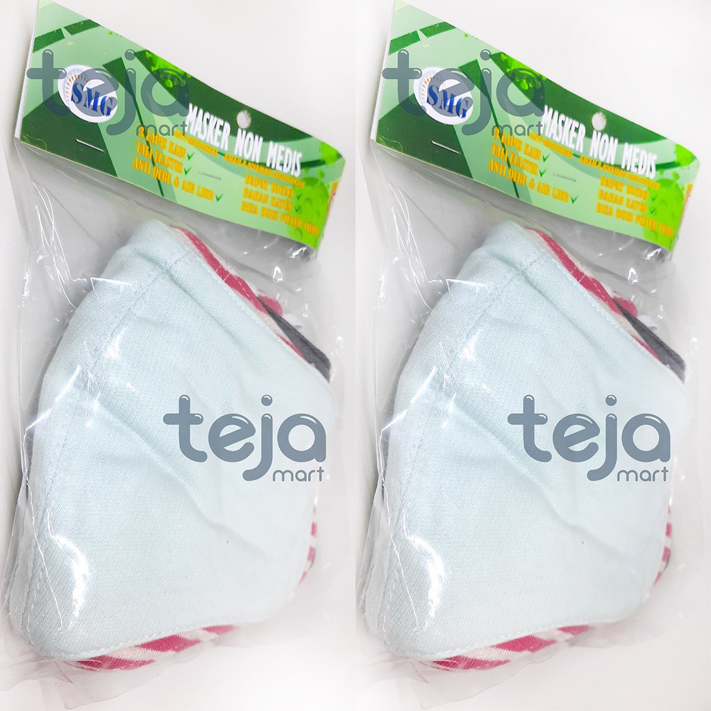 MASKER KAIN KATUN BAHAN COTTON 3PLY BISA SELIP TISU/ BISA DICUCI