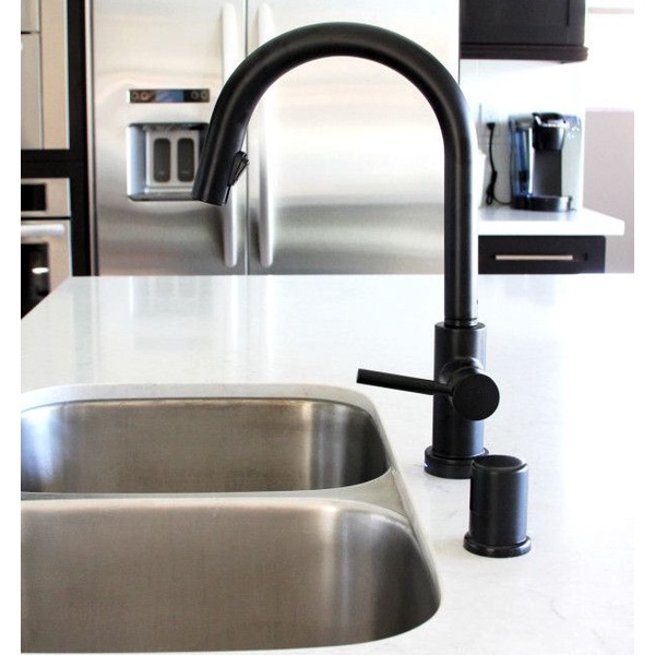 RINOKS Keran dapur Angsa fleksibel Stainless 304 kuningan hitam