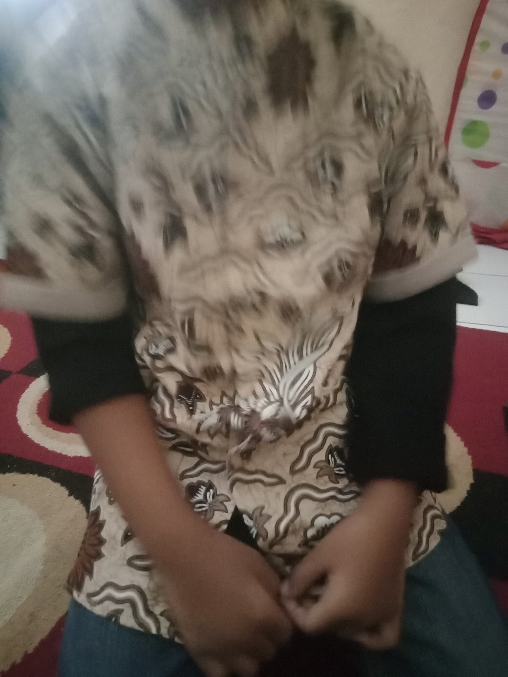 Kemeja Batik Anak Slimfit Warna Cream Panjang Dan Pendek