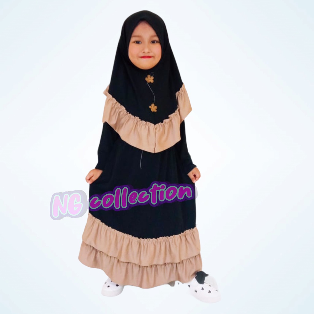 Gamis anak+kerudung 1-3 tahun murah RANDOM bahan jersey