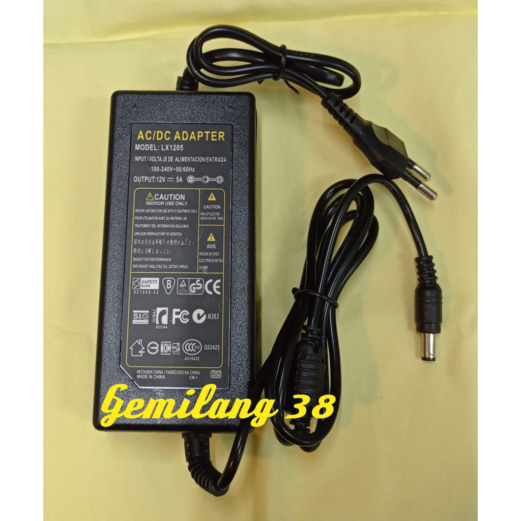 Adaptor 5A 12V ADAPTOR DC 12V 5A POWER SUPPLY 12 VDC 5 A BUILDIN Kabel