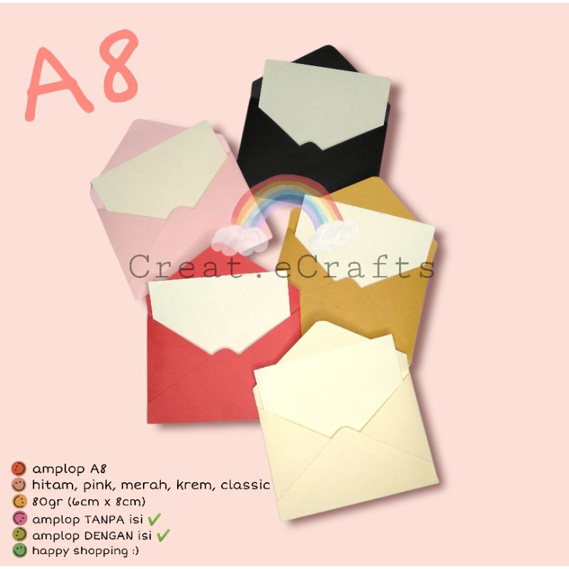 

Amplop warna A8 || 6cmx8cm || 80gr || Amplop murah || Amplop mini || Amplop aesthetic || Amplop vintage || Amplop angpao || Amplop lebaran || Amplop kondangan