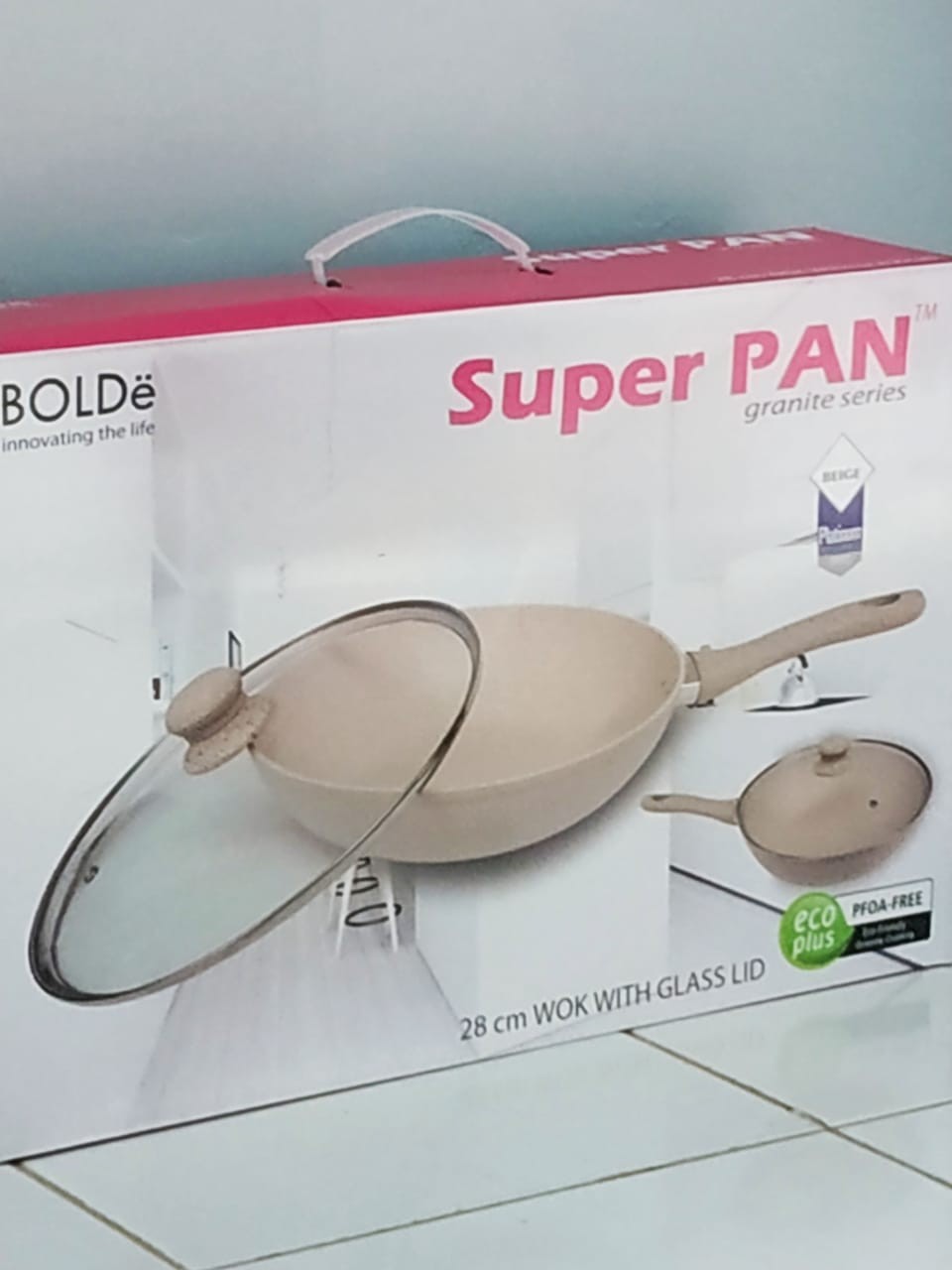 Bolde Super Pan Granite + Tutup Kaca 28cm Beige Induksi Glass Lid