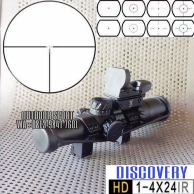 Telescope Discovery HD 1-4X24 IR With Holosight RG 4 Reticle Dot