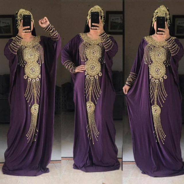 kaftan pesta kayra payet spandek import ada ukuran jumbo super mewah
