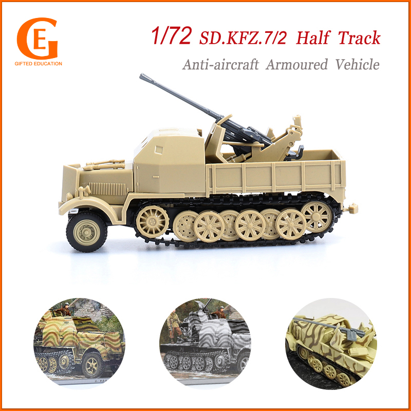 Mainan Rakit Model 4d 1 / 72 Wwii German Sd.Kfz.7 / 2 Half Track Air Defense Armored