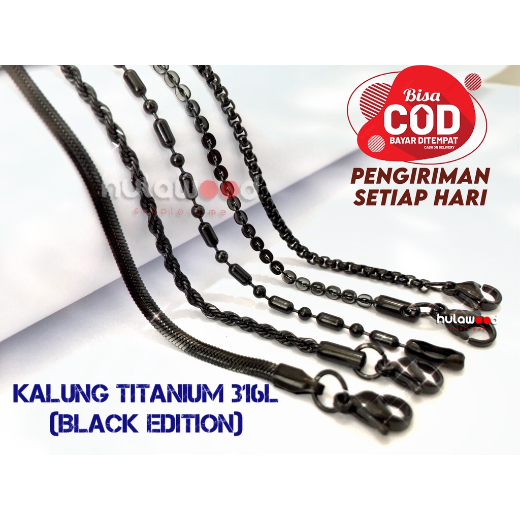 Kalung Rantai MCI - Titanium 316L Stainless Anti Karat EDISI HITAM