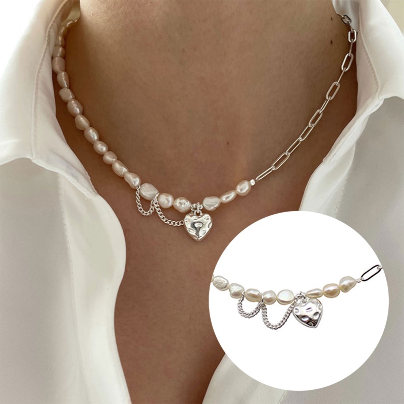 Kalung Klavikula Dengan Liontin Mutiara Imitasi Bentuk Hati Untuk Wanita