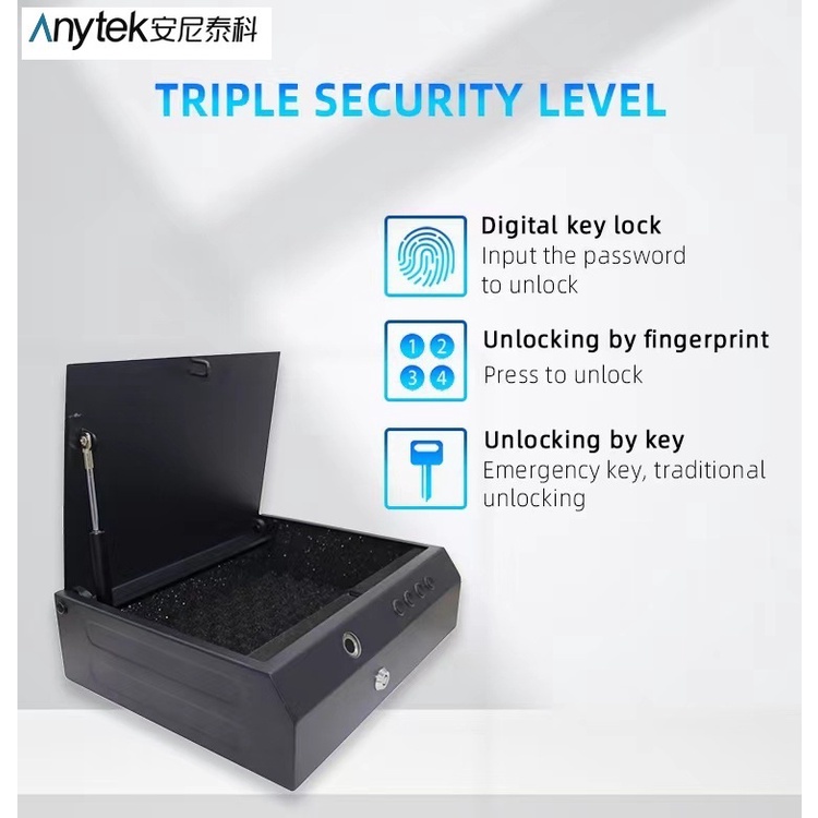 ANYTEK P15 - Brankas Safety Box Fingerprint PIN Lock 27.5x34x9.8 cm