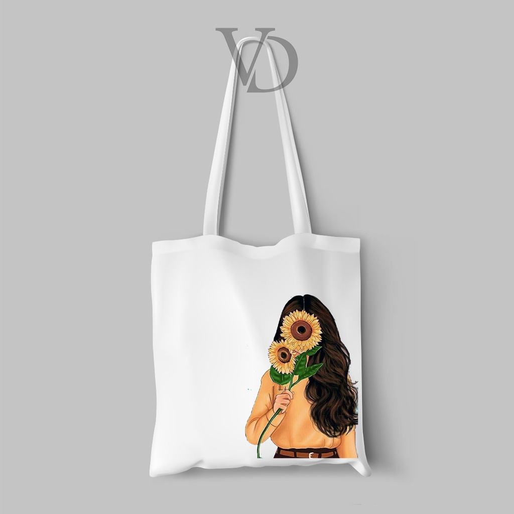 TOTE BAG KANVAS MOTIF ABSTRACT TUMBLR GIRL TERBARU / AESTHETIC TOTE BAG / TAS BELANJA MOTIF Wattpad