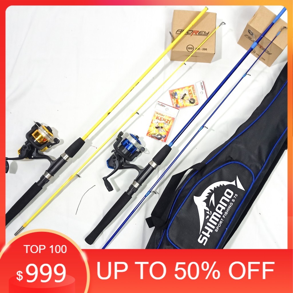 FX18T 2 Full Set Alat Pancing Joran Sambung 120-150 Cm Tas Shimano Reel 5BB Lengkap Isi 2 Set Pancin