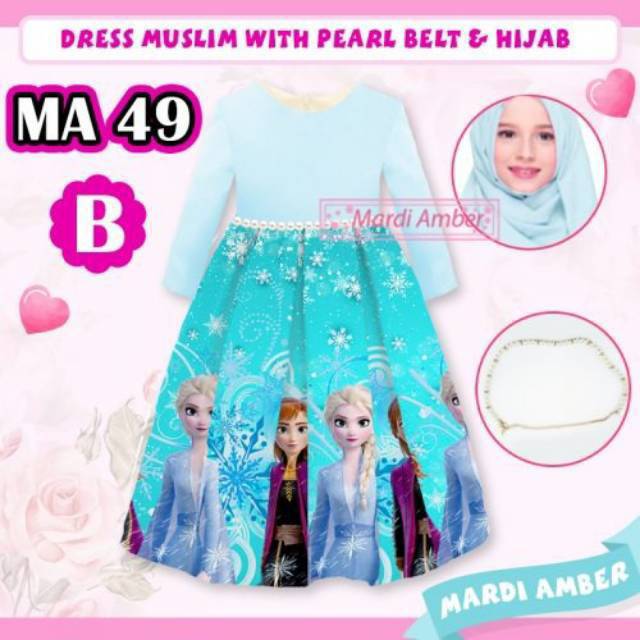 Dresd gamis anak remaja frozen elsa import ready stock mardi amber terbaru