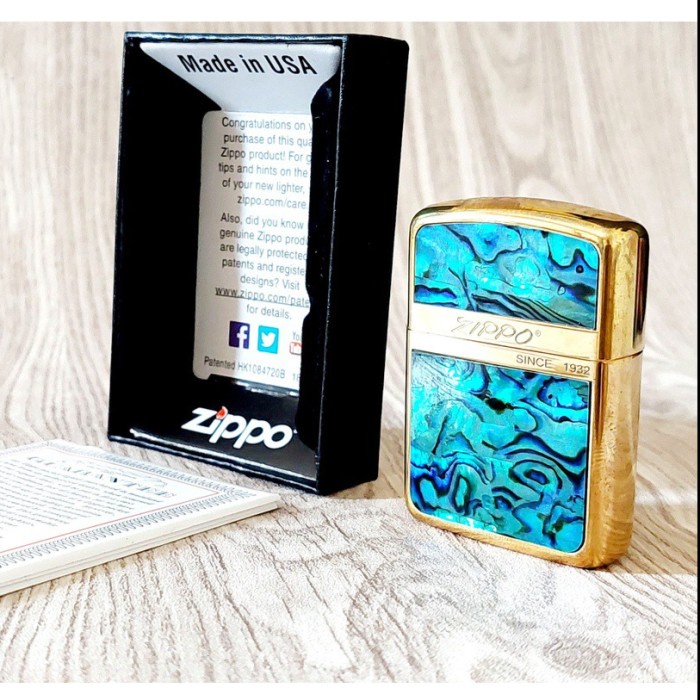 Korek Api Zp Gold Lights Emboss Aurora Green Since 1932 Premium