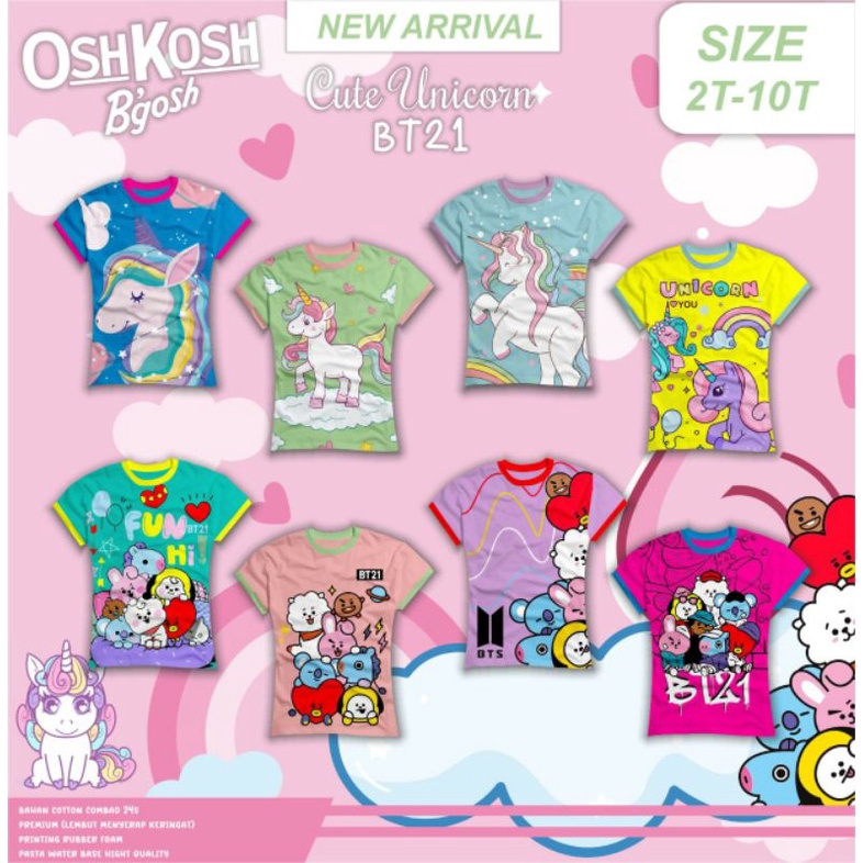 kaos oshkosh lengan pendek unicorn