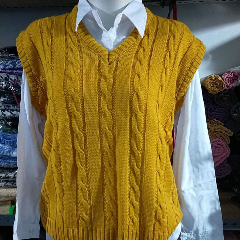 VEST ROMPI RAJUT TEBAL CABLE/BAJU ATASAN WANITA PREMIUM