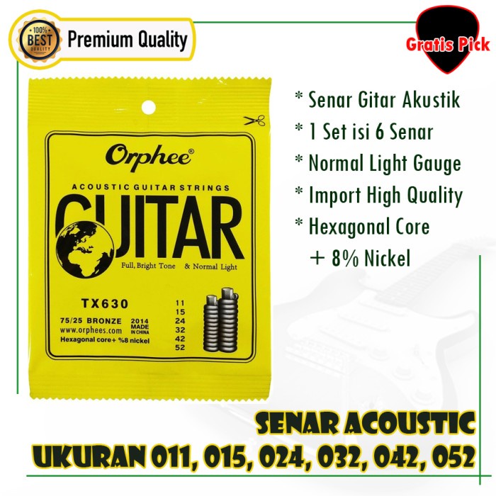 Senar Gitar Akustik Orphee TX630 Bronze Normal Light TX 630