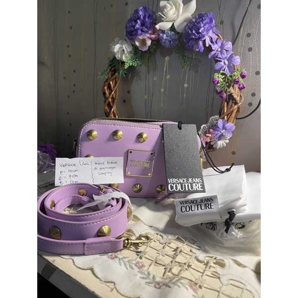 NETT iLpa.Store preloved PRIBADI ORIGINAL CAMERA BAG VERSACE JEANS COUTURE LILAC STUDE