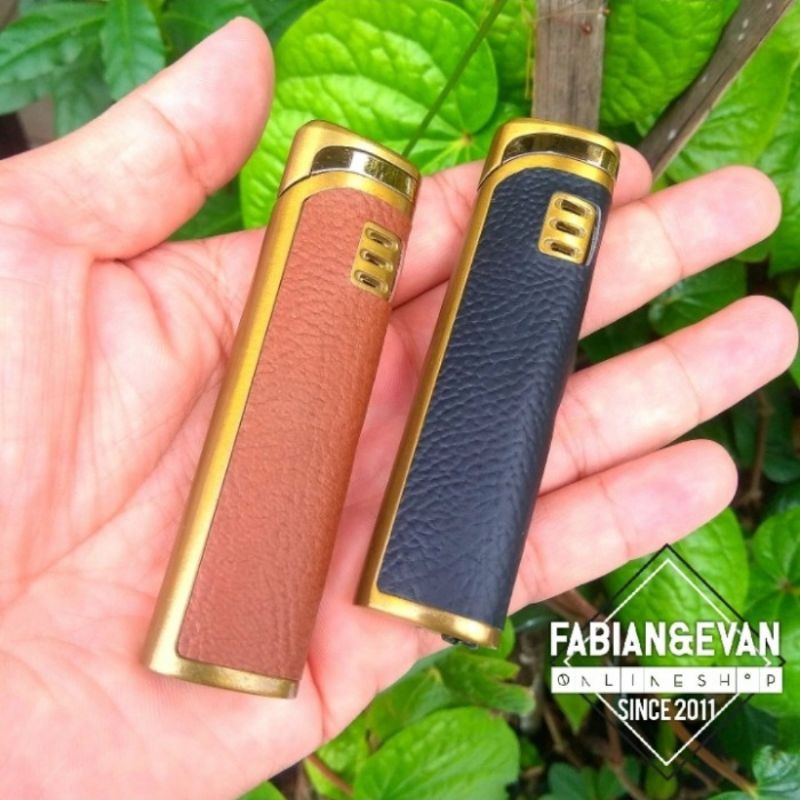 Korek Api Gas Bara unik Kulit Slim trihole