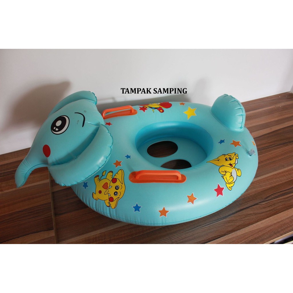 BAN PELAMPUNG KOLAM RENANG ANAK DENGAN PEGANGAN MOTIF GAJAH LUCU
