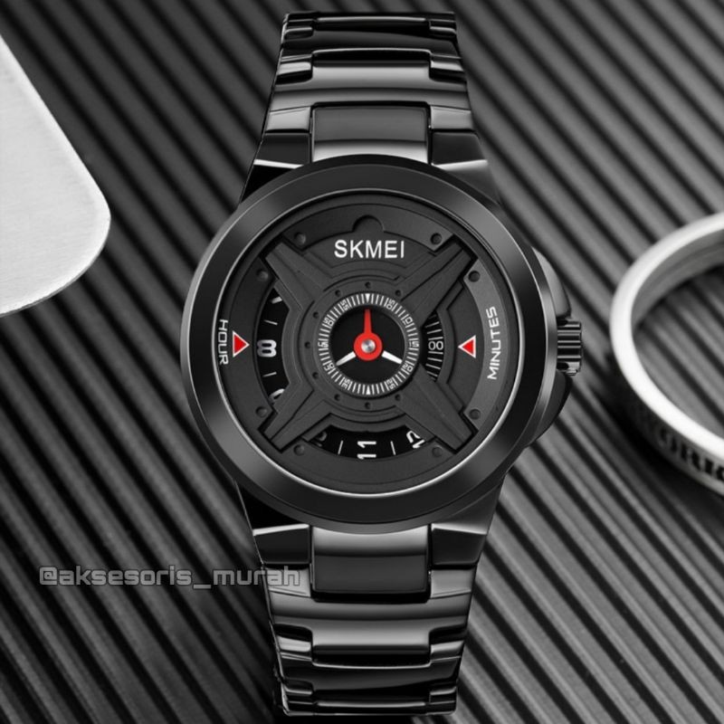 JAM TANGAN SKMEI 1699 ORIGINAL Pria wanita Wheels Design Analog Tali rantai besi Stainless keren cod