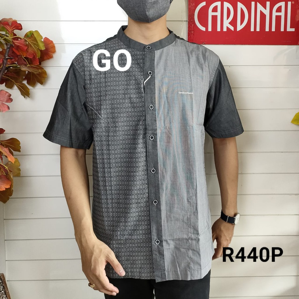 gof S-M CARDINAL KEMEJA KOKO Taqwa Pakaian Pria Original Baju Muslim Salur Lengan Pendek Kekinian