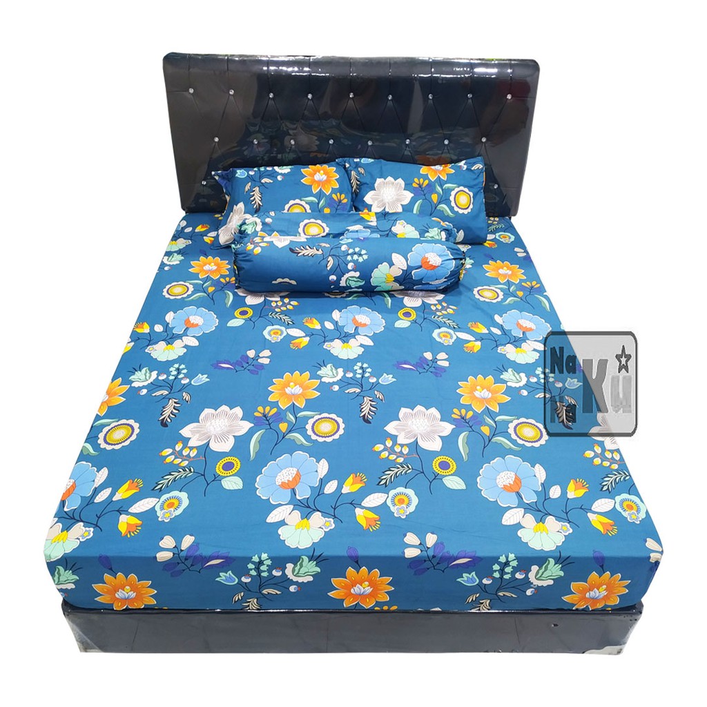 Sprei Set Katun Premium dgn Karet Anti Geser - Tinggi 30cm - Motif D