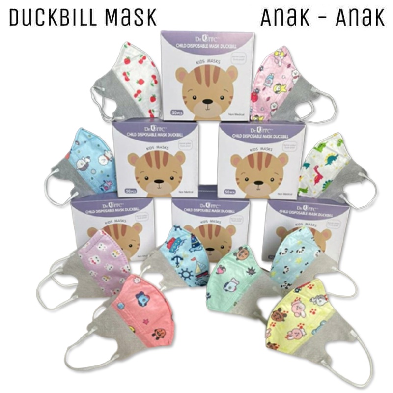 Masker Duckbill Anak dan Bayi 3ply Earloop Mask Protevtive mask Masker Anak Motif Karakter Random