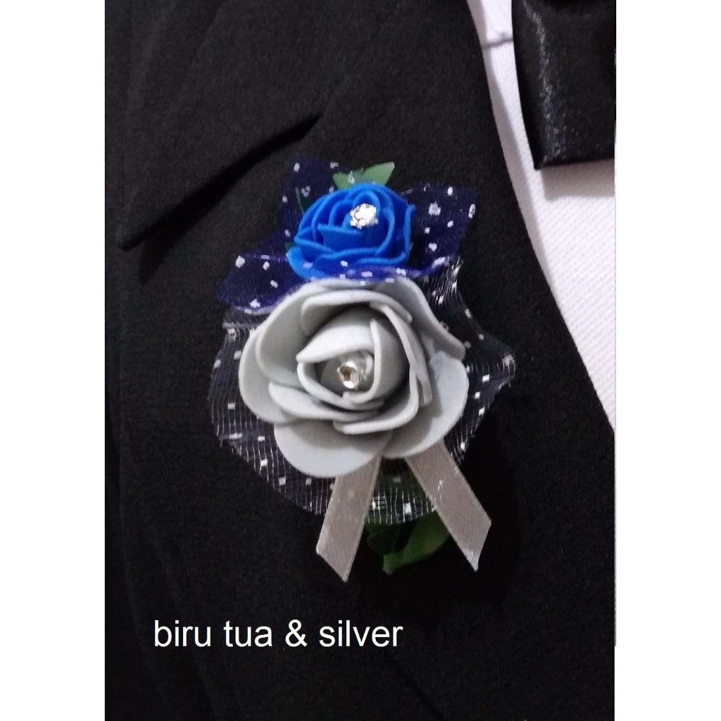 Custom no COD Mini corsage pengantin pria Bros mini dengan 2 bunga dan daun