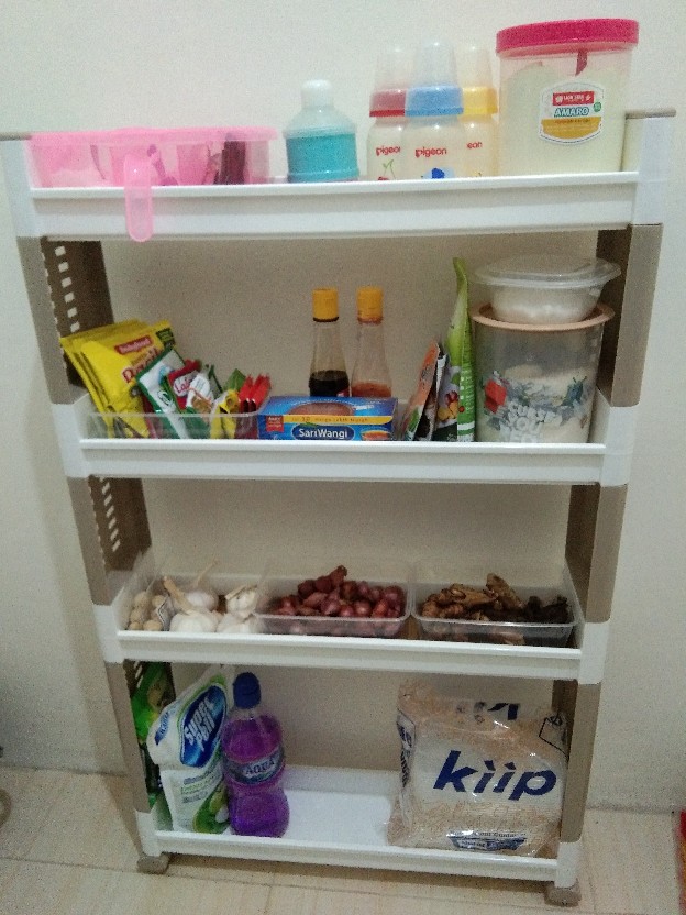 Ace Krishome Rak Sisipan 4 Tingkat/rak Susun/rak Dapur/rak Bumbu/rak Sempil Slim Rack