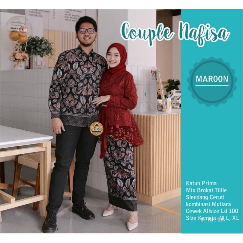 [Rose] Set Kebaya Couple Tunangan Lamaran Wisuda-Couple maroon