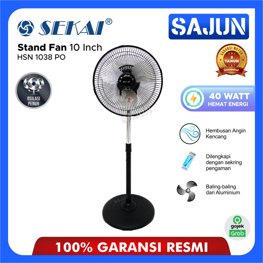 SEKAI Metal Stand Fan HSN1038PO Kipas Angin 10 Inch HSN 1038 PO