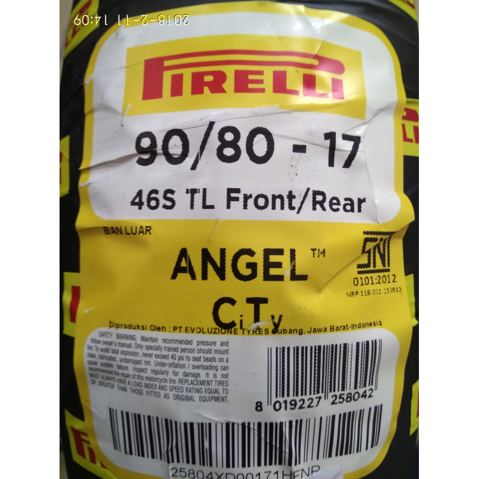 Ban Pirelli Angel City Uk 90/80 Ring 17 Ori