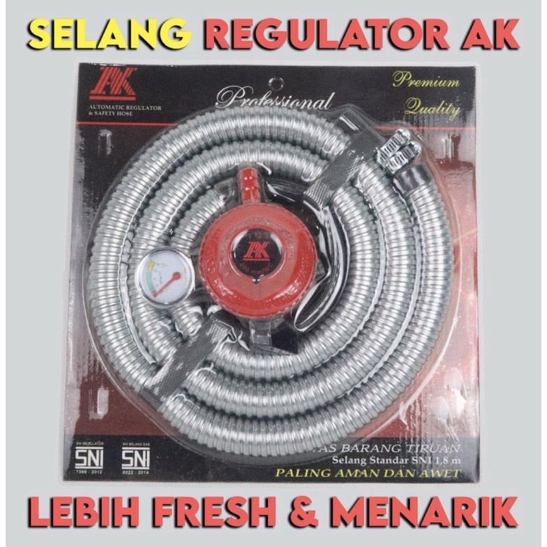 [ AK ] Paket Selang Gas + Regulator Komplit (selang spiral regulator) 1,8M