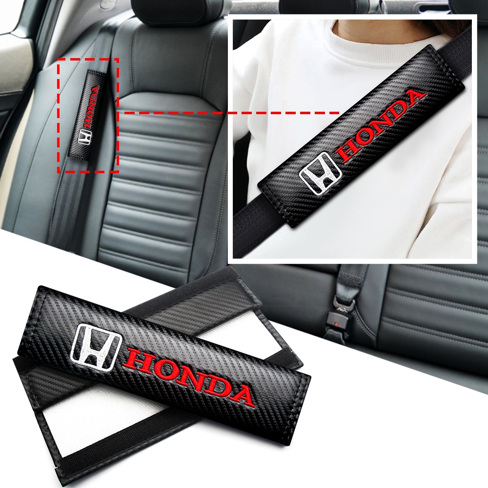 2pcs Cover Sabuk Pengaman Mobil Bahan Carbon Fiber Untuk Honda Mugen Power City Civic BRV Jazz Crv Hrv Fit odyssey