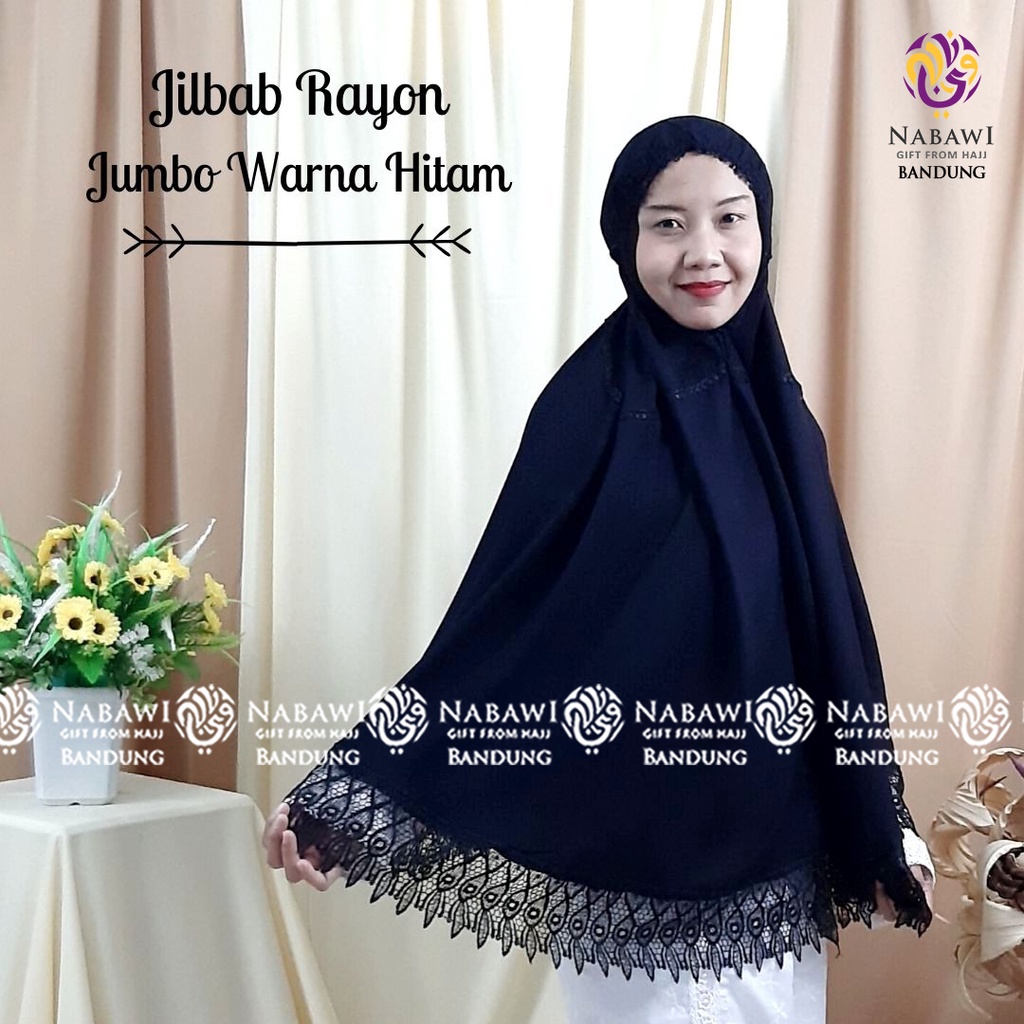 Jilbab Ihram Wanita Jilbab Rayon Jumbo Hitam Polos Perlengkapan Haji Umroh Bandung
