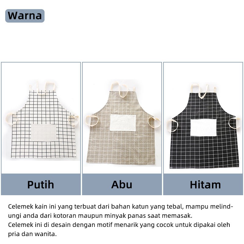 [Kaizen Living] Celemek Masak Celemek Kain Katun Apron Masak  Home Apron