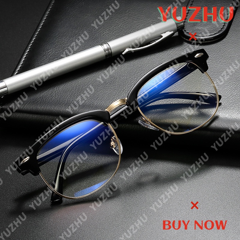 (YUZHU) TERSEDIA &amp; COD Half Frame Kacamata Anti Radiasi Pria Classical Anti Biru Light Kacamata Gaya Eyeglasses