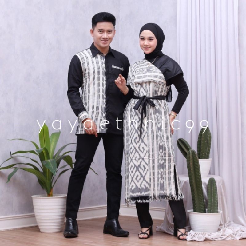 Set couple baju kondangan, baju tenun troso, kemeja panjang tenun troso, dress ethnic tenun troso, busana wanita tenun