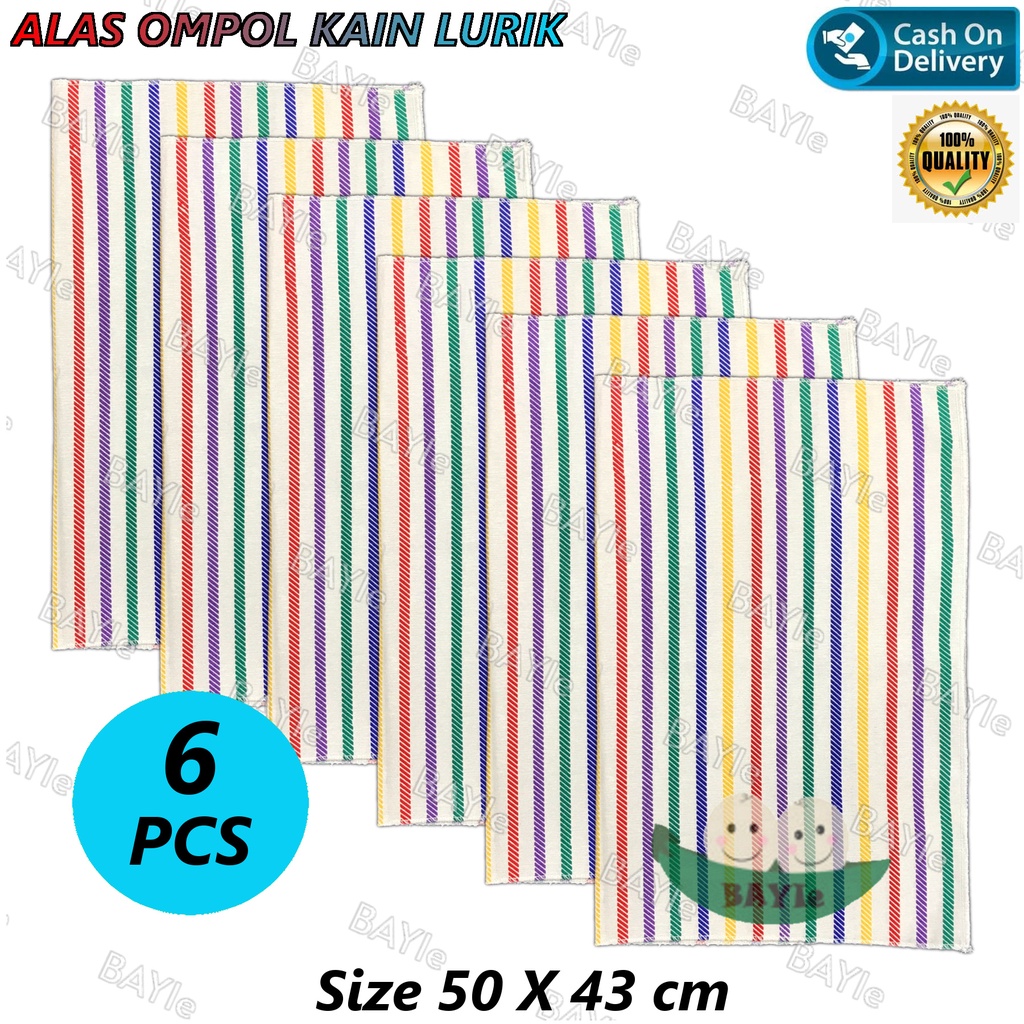 BAYIe - 6 Pcs Alas Ompol Lurik Bayi Baru Lahir New Born Size 50 x 43 cm /Perlengkapan Bayi/selimut bayi