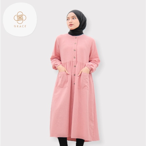 Tunik Wanita Ranita Long Tunik - Tunik Muslim Wanita Long Tunik Katun Linen Tunik Polos