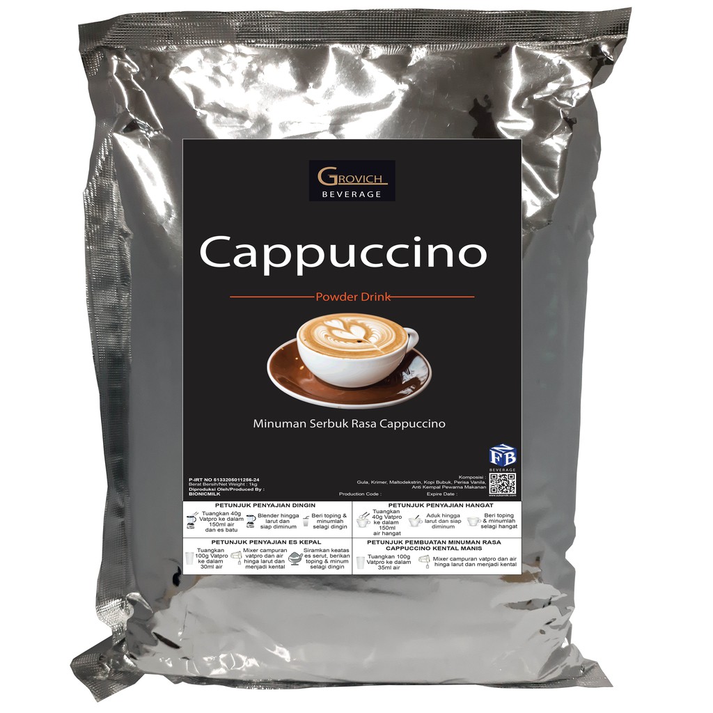 

Minuman Bubuk rasa Cappuccino (Cappuccino powder drink) GROVICH 1kg