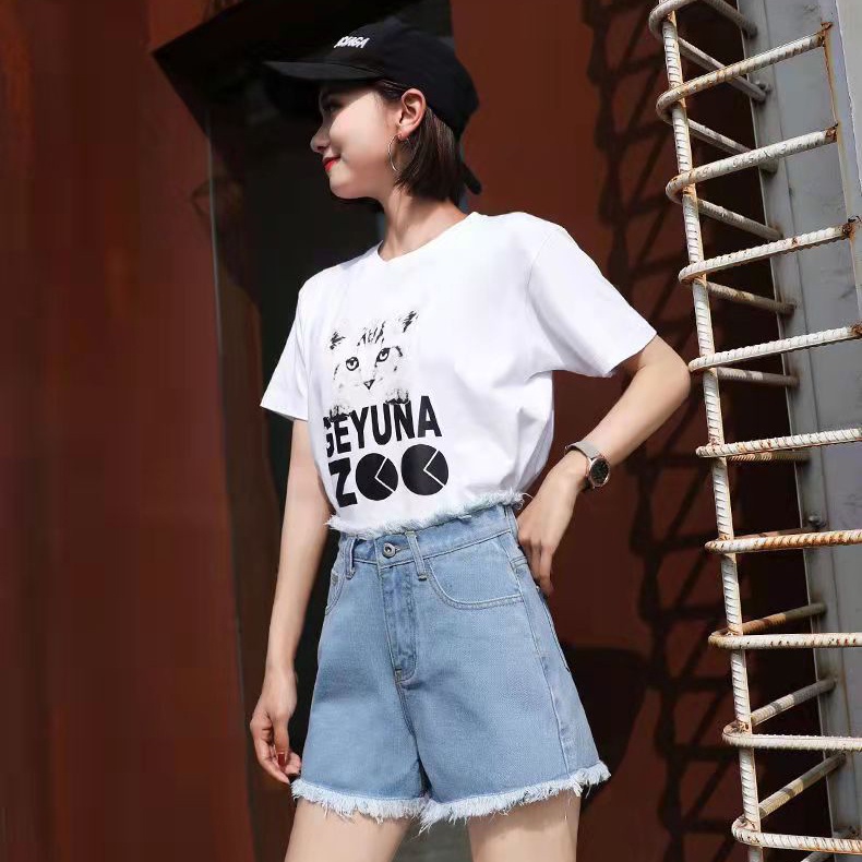 Celana jeans pendek wanita korean style Biru muda hotpants jens dewasa celana denim xl XXl perempuan cewek short  kekinian