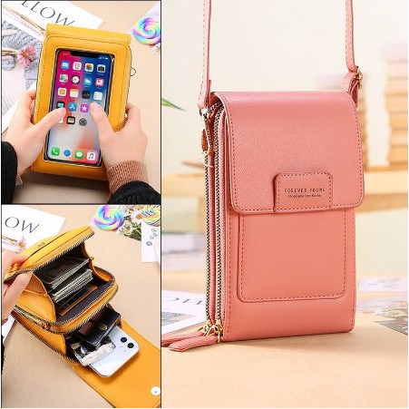 Tas Selempang Kulit Wanita Dompet Hp Touchscreen Multifungsi Tas Mini Cewek FY 9065