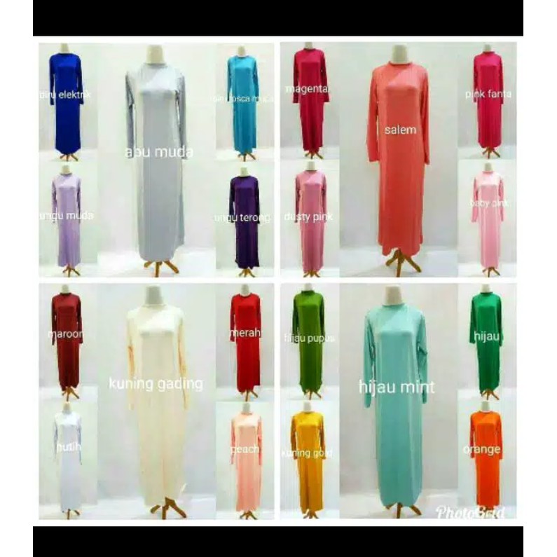 Gamis Manset/Dalaman Kaftan&Gamis/Inner Polos Spandek Premium - Putih