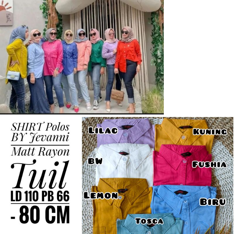 Kemeja Rayon polos Oversize Rayon premium / Kemeja pocket wanita  kain rayon aderm / kemeja jevanni