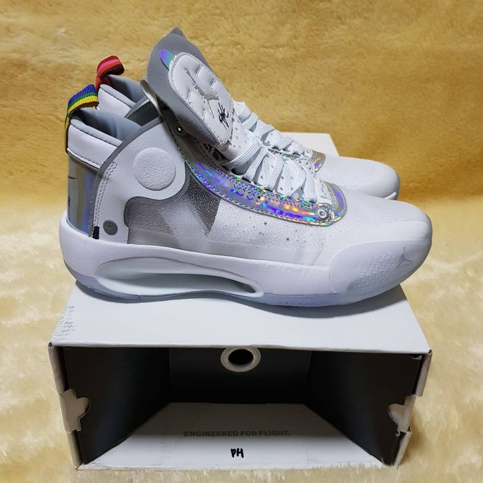 TERMURAH SEPATU NIKE AIR JORDAN 34 XXXIV IRIDESCENT WHITE SNEAKERS RUNNING ORIGINAL IMPORT